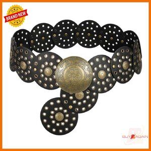 Women's Western Disc Belt Adjustable Leather Accessory for Jeans Dresses